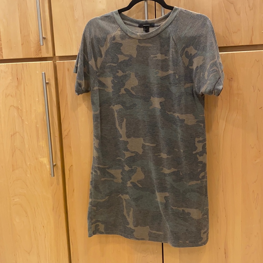 Camo tshirt dress distressed look